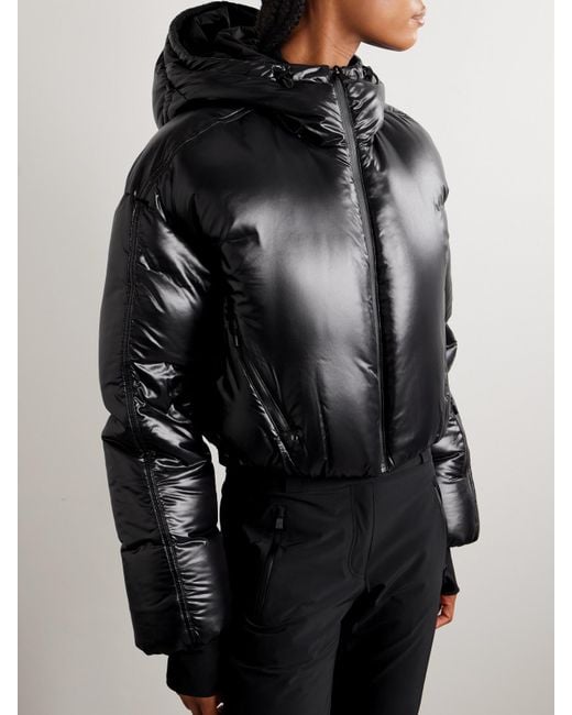 Aztech Mountain Black Daisy Nuke Cropped Quilted Glossed-Shell Down Jacket