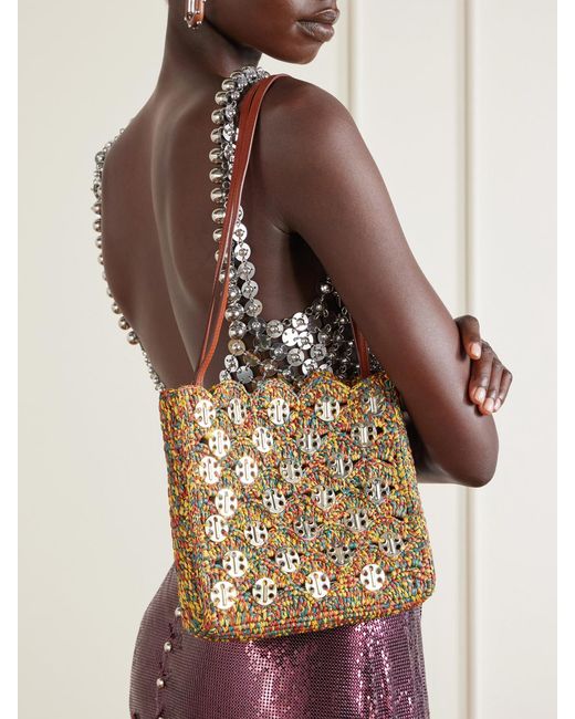 Rabanne White 1969 Embellished Raffia Shoulder Bag