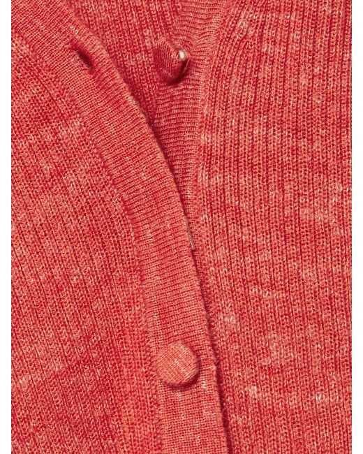 Gabriela Hearst Red Aiste Ribbed Cashmere, Silk And Hemp-Blend Cardigan