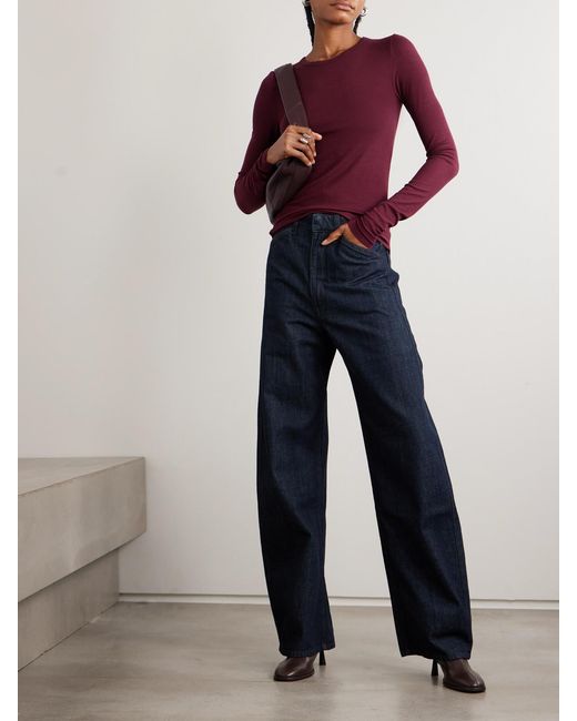 ÉTERNE Purple Ribbed Jersey Top