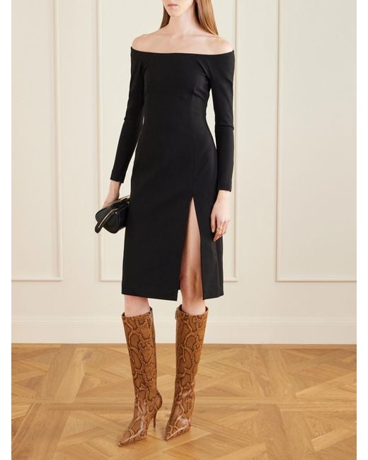 AMINA MUADDI Brown Barbara Snake-Effect Knee Boots