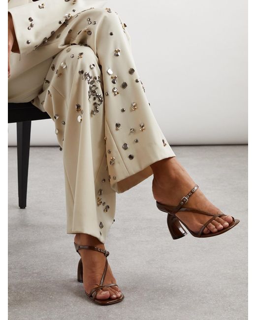 Dries Van Noten Brown Patent-Leather Mules