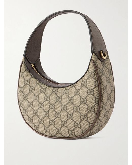 Gucci Gray Ophidia Kleine Schultertasche Aus Bedrucktem Beschichtetem Canvas Mit Lederbesätzen