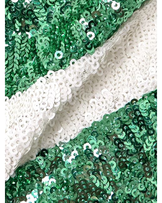 Oseree Green Lumière Candy Striped Sequined Bikini