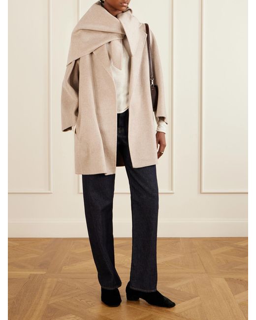 Max Mara Natural Belted Scarf-Detailed Cashmere Coat