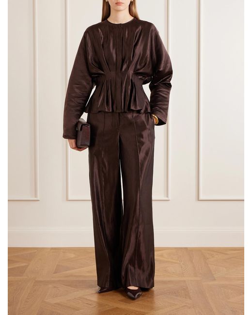 Joseph Brown Jnane Linen And Silk-Blend Wide-Leg Pants