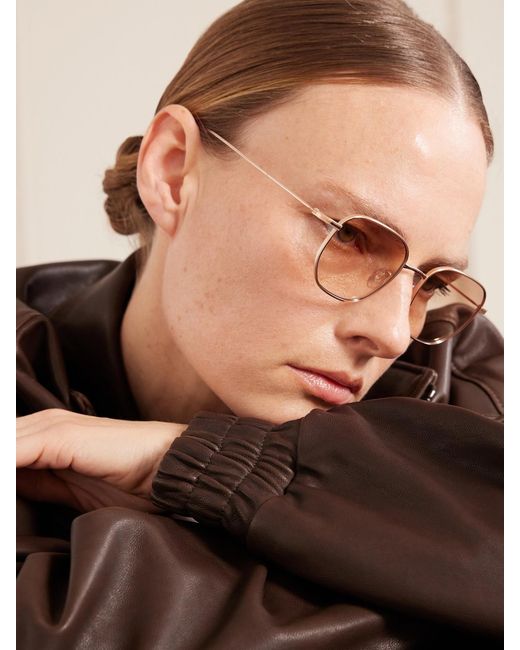 Barton Perreira Natural Revere Square-Frame-Tone Titanium Sunglasses