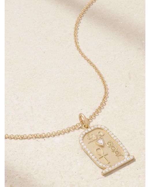 Jacquie Aiche Natural Trillion Cartouche 14-Karat Diamond Necklace