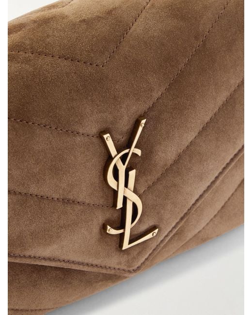 Saint Laurent Brown Loulou Matelassé Suede Shoulder Bag