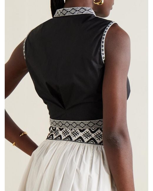 Veste Sans Manches Raccourcie En Popeline De Coton Mélangé À Broderies Nevada Emporio Sirenuse en coloris Black