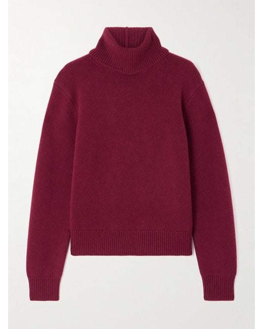 Anine Bing Red Idra Wool And Cashmere-Blend Turtleneck Sweater