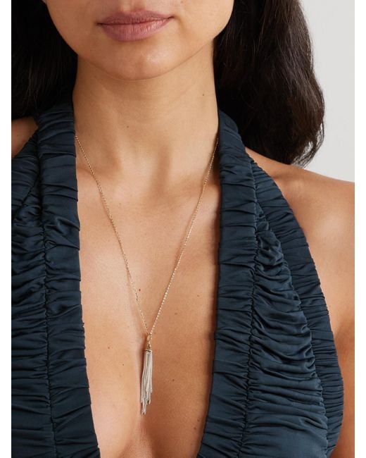 Loren Stewart White Tassel Fringed Sterling And 14-Karat Necklace