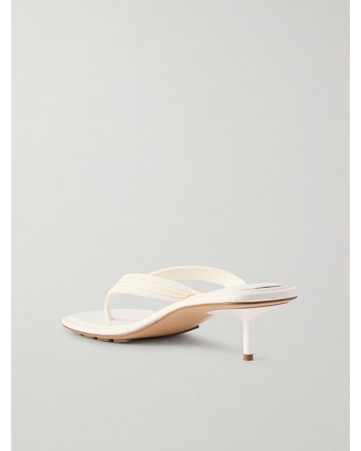 Bottega Veneta Natural Sampieri Thong Logo-Embossed Leather-Trimmed Rubber Sandals