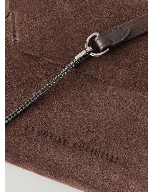 Brunello Cucinelli Brown Envelope Suede Mini Clutch
