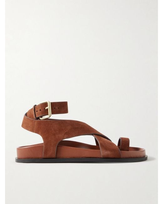 A.Emery Brown Jalen Suede And Leather Sandals