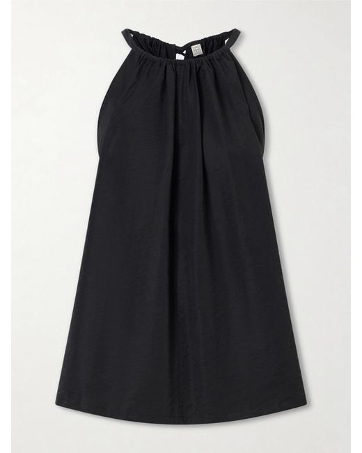 Totême Black Gathered Lyocell-Blend Halterneck Top