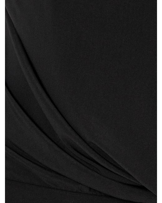 Faithfull The Brand Black Colmar One-Sleeve Fringed Draped Stretch-Jersey Dress