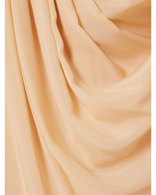 Chloé Natural Ruched Tiered Silk Maxi Dress