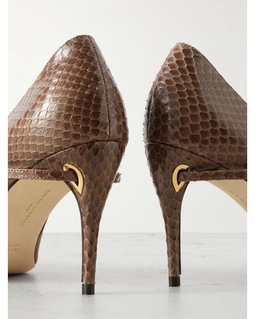 JENNIFER CHAMANDI Brown Lorenzo 85 Suede And Elaphe Pumps