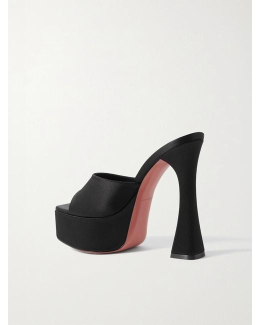 AMINA MUADDI Black Dalida Satin Platform Mules