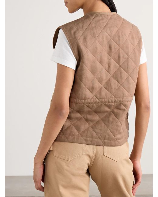 Moncler Brown Vigny Padded Quilted Linen Vest