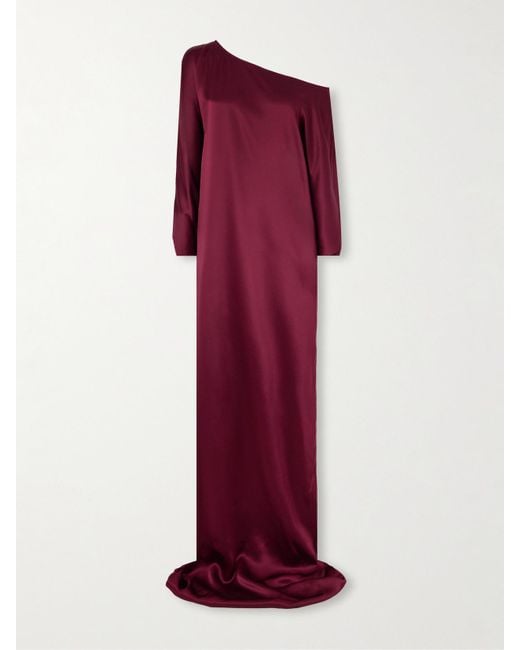 BEARE PARK Red Francesca One-Shoulder Silk-Satin Gown
