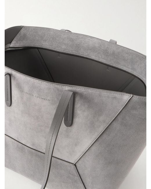 Brunello Cucinelli Gray Maxi Suede Tote