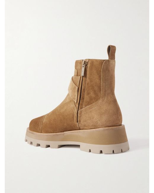 Jimmy Choo Natural Meena Faux Pearl-Embellished Suede Ankle Boots