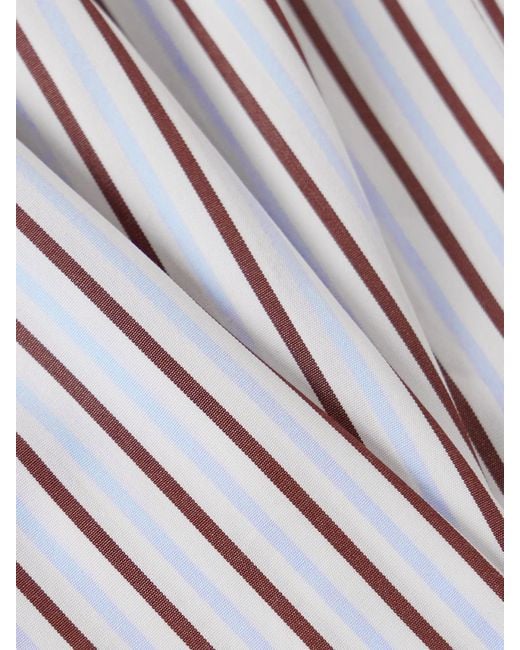 Loulou de Saison White Cisco Striped Cotton-Poplin Wide-Leg Pants
