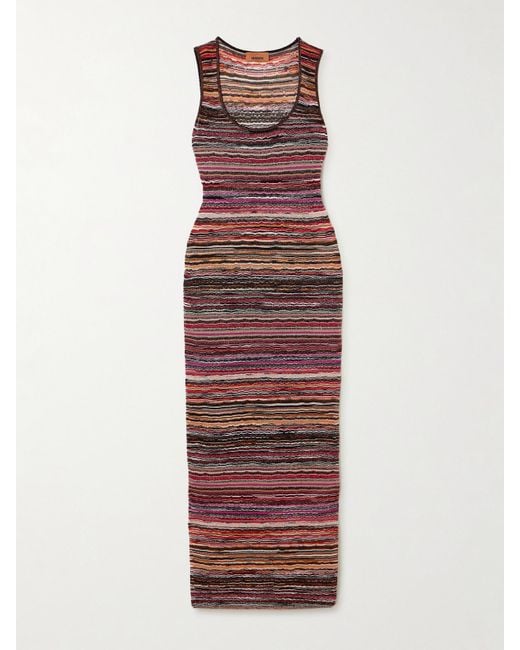 Missoni Women's Red Mare Striped Metallic Crochet-Knit Maxi Dress
