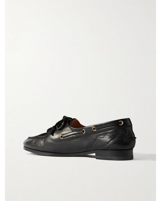 Bally Black Pathy Leather Boat Shoes