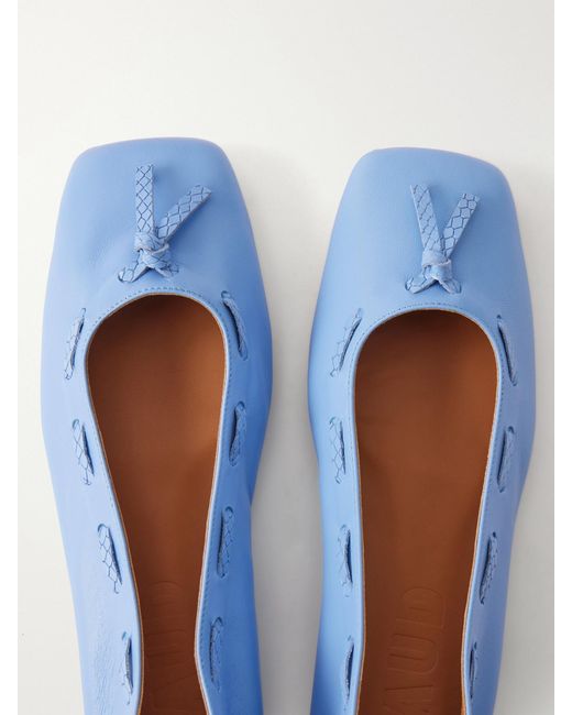 Staud Blue Milo Leather Ballet Flats