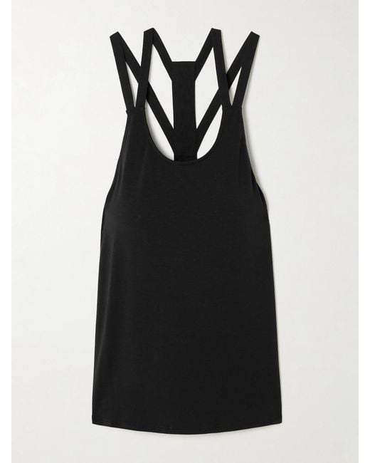 Eres Black Allyson Embroidered Stretch-Modal And Silk-Blend Jersey Tank