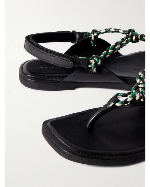 St. Agni Black Woven Leather Sandals