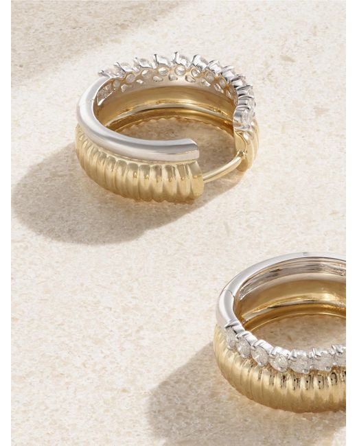 Yvonne Léon Natural Paire De Créoles Bouées 9-Karat And Diamond Earrings