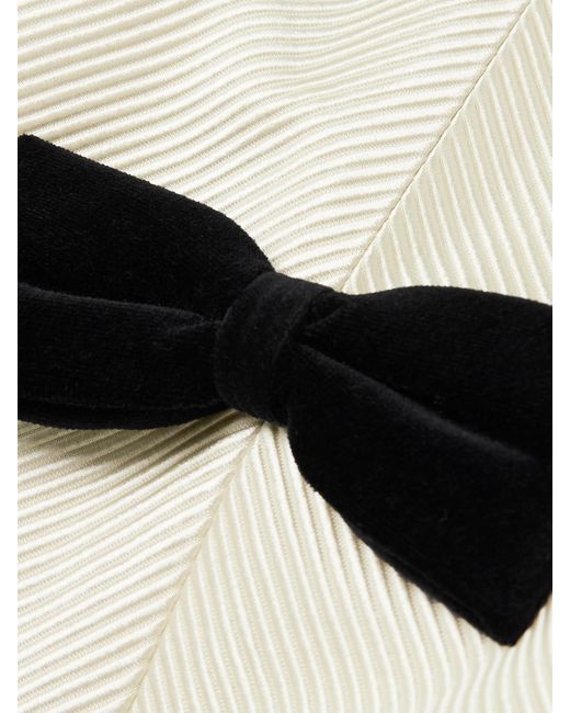 Valentino Garavani Black Belted Bow-Embellished Velvet And Ottoman-Trimmed Wool Midi Dress