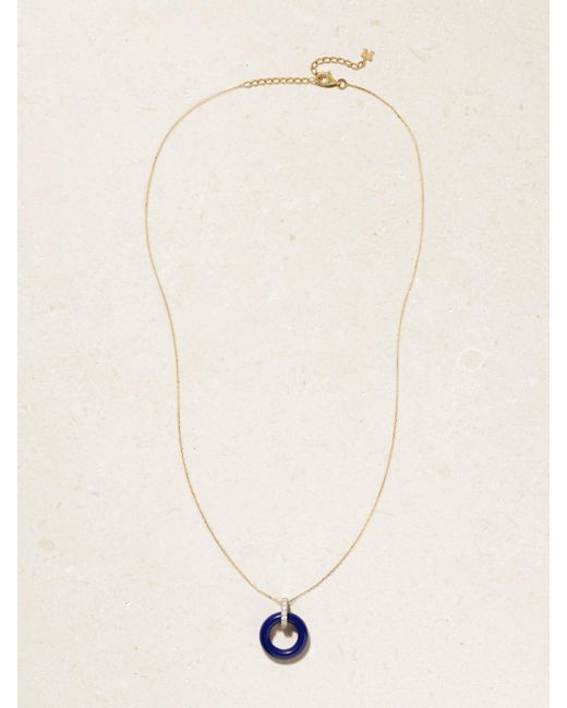 Mateo White Donut 14-Karat, Lapis Lazuli And Diamond Necklace