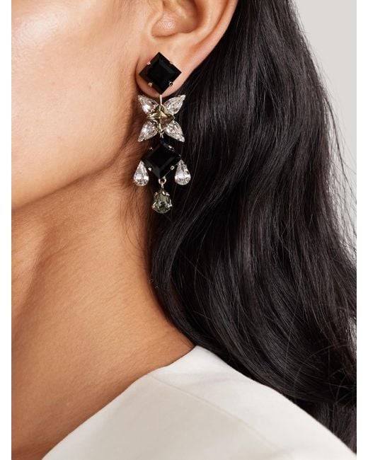 Jennifer Behr Black Raina Rhodium-Plated Onyx And Crystal Earrings
