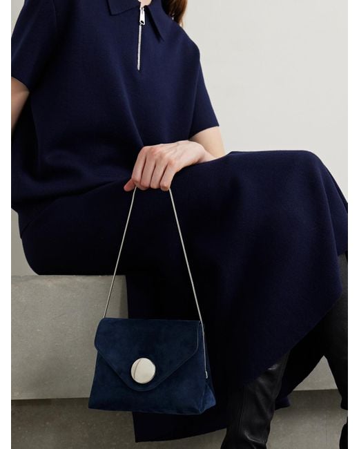 Khaite Blue Bobbi Suede Shoulder Bag
