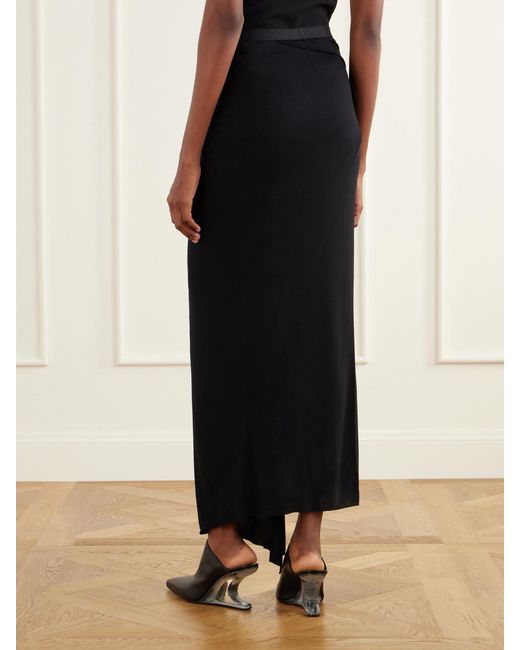 Rick Owens Black Anthem Draped Jersey Midi Skirt