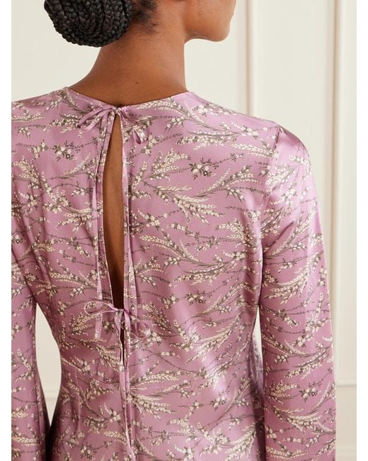 Veronica Beard Pink Gemma Floral-Print Silk-Blend Satin Maxi Dress