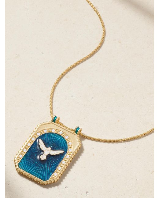 Marie Lichtenberg Natural Peace Scapular 18-Karat, Diamond And Enamel Necklace