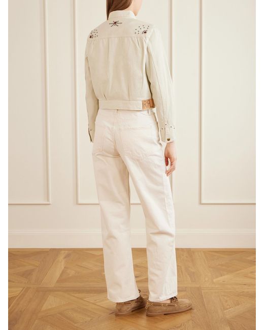 RRL Natural Ida Cropped Embellished Denim Jacket