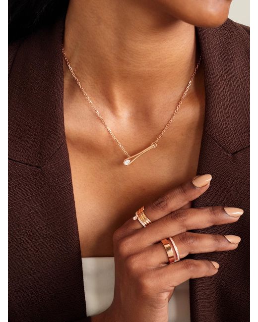 Repossi Natural Serti Inversé 18-Karat Rose Diamond Necklace
