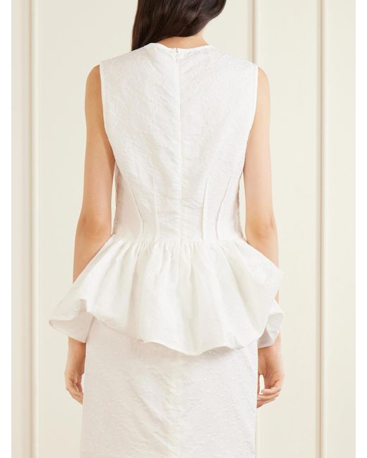 CECILIE BAHNSEN White Cbdaimi Cotton-Blend Matelassé Blouse