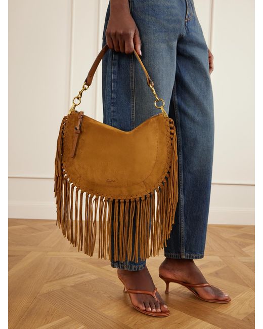 Isabel Marant Brown Oskan Soft Fringed Suede Shoulder Bag