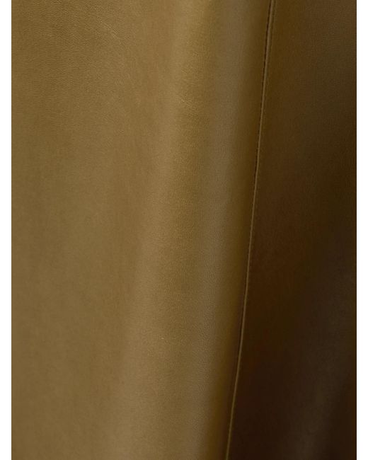 Jupe Midi En Cuir À Plis Saint Laurent en coloris Natural
