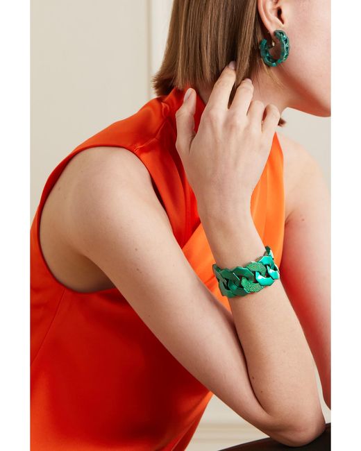 Sabbadini Green Soho Titanium, Tsavorite And Garnet Cuff