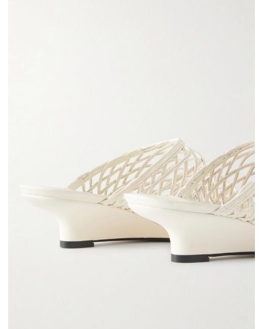 Totême Natural Woven Leather Wedge Mules