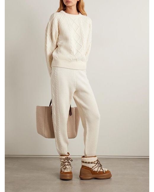 Perfect Moment Natural Crystal Cable-Knit Merino Wool Sweater